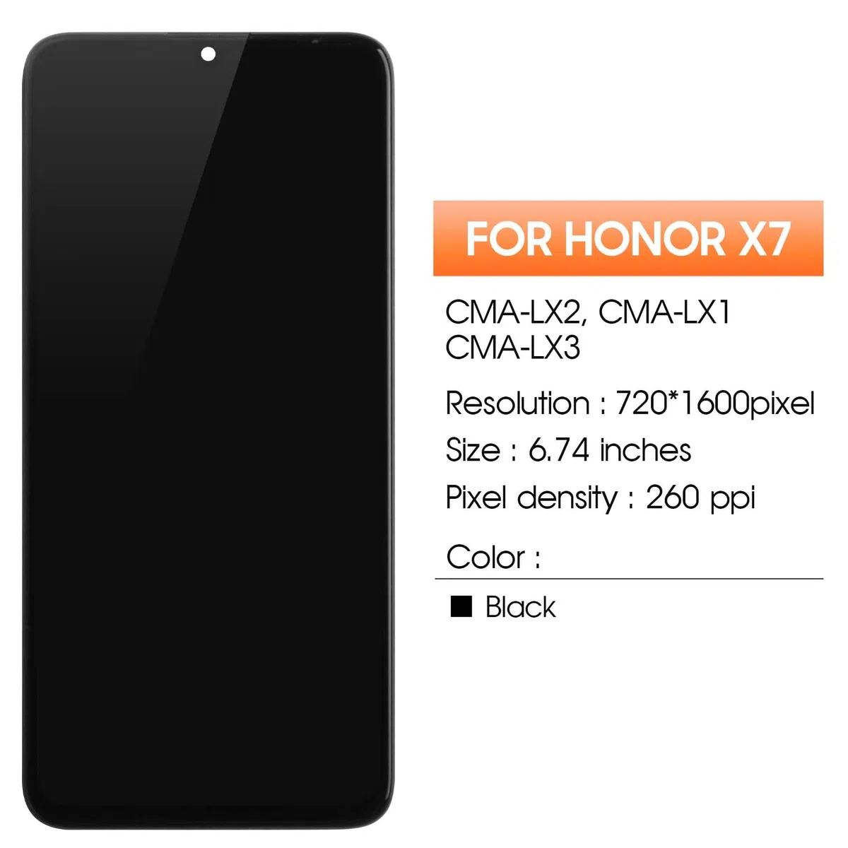 AGCUT Display LCD per Honor X7 Display LCD per Honor X7 CMA-LX1 LX2 LX3 6,74 Pollici Schermo di Ricambio Digitalizer Touchscreen Assemblea con Riparazione, Nero con Telaio