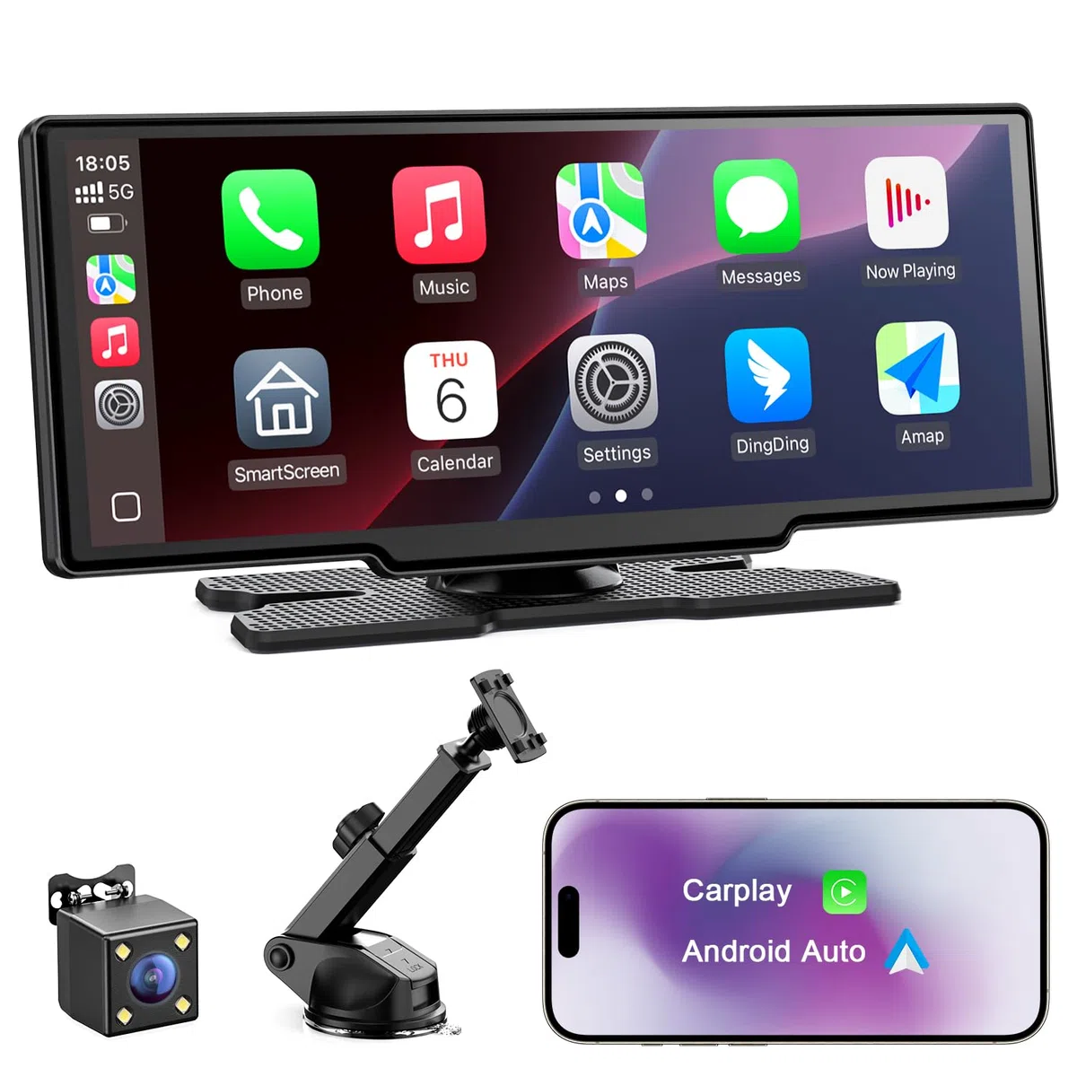 Avylet Carplay Auto Android Wireless,8.1'' Schermo Con Telecamera Posteriore, Autoradio Portatile Touchscreen Con Navigazione OTA, GPS, Mirror Link, Controllo Vocale, Bluetooth, AUX, FM, WIFI