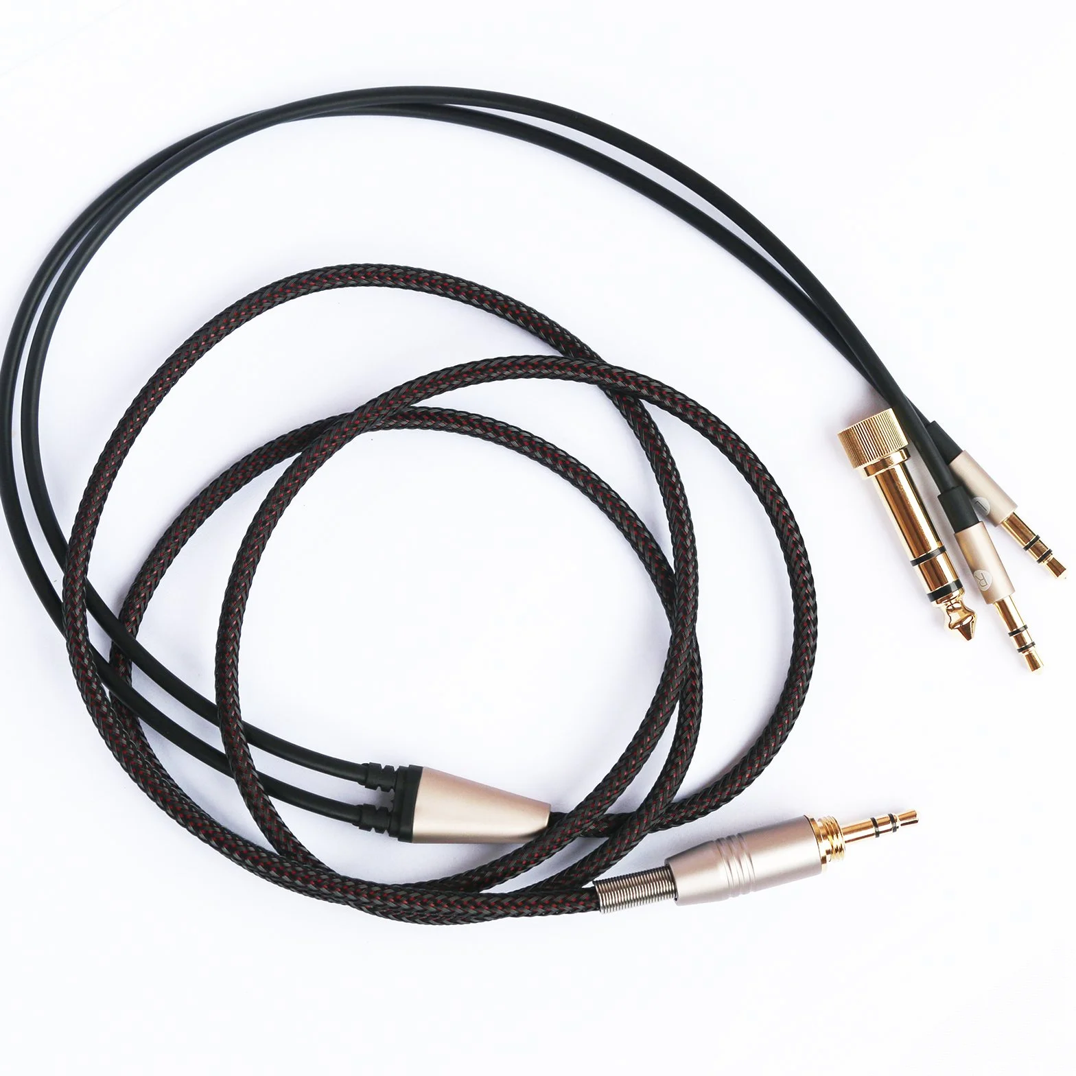 Cavo di ricambio compatibile con cuffie Hifiman Sundara, Arya, Ananda, HE4XX, HE-400i (versione con doppio connettore da 3,5 mm) per cuffie da 3,5 mm / 6,35 mm a doppio connettore jack maschio da