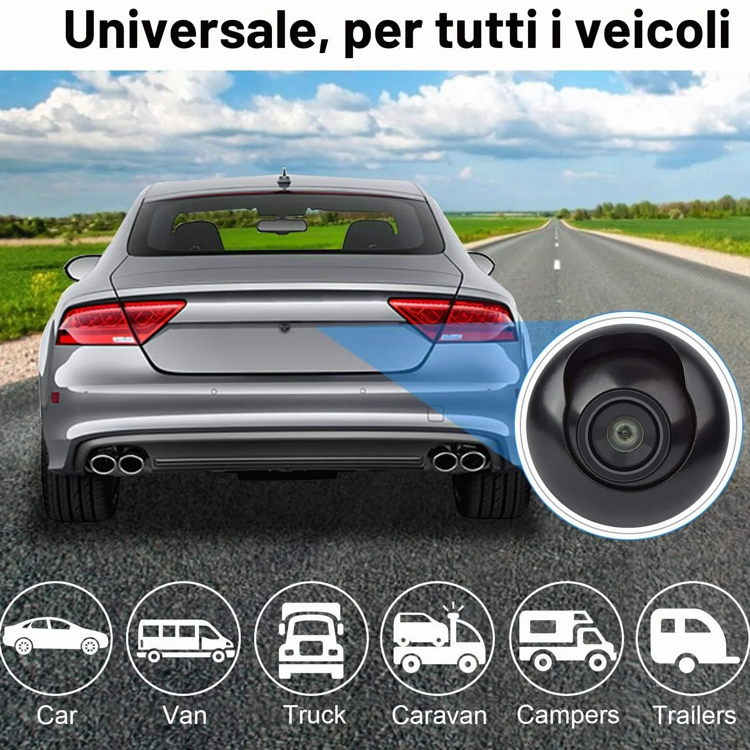 CICMOD Mini CCD Retrocamera Auto 360° Ruotabile Impermeabile Angolazione di 170° Telecamera Retromarcia Auto