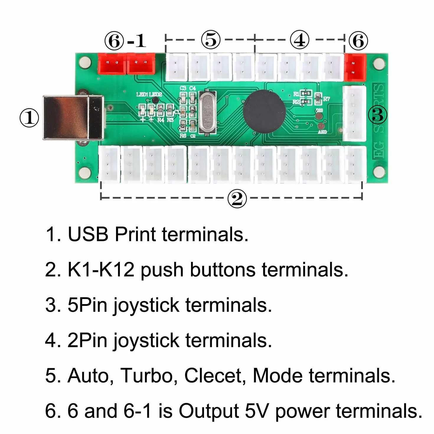 EG STARTS 1 Giocatore Arcade USB Encoder per PC Giochi Blue Stick Controller + 10x LED Illuminato Pulsanti per Arcade Joystick Kit Fai da Te Parti Mame Raspberry Pi