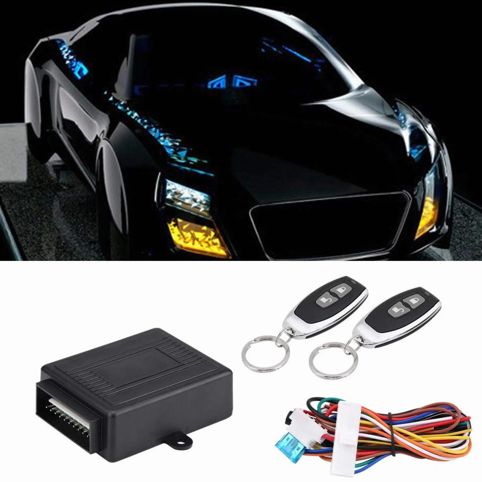 Qiilu Kit Telecomando Chiusura Centralizzata Auto Set di Accesso Senza Chiave Auto Universale Serratura Porta Kit Comando a Distanza per Chiusura Centralizzata con Serratura per
