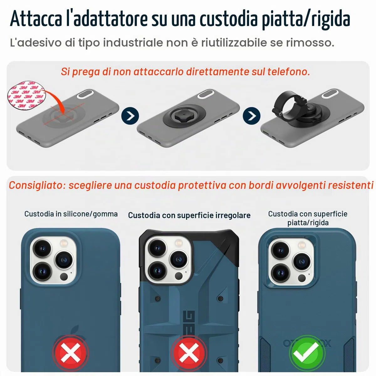 sincetop Porta cellulare bicicletta, supporto telefono strada bici/moto con adattatore universale, anteriore da manubrio per mountain bike, scooter, bici elettriche e moto 【Serie C - 1a Gen】