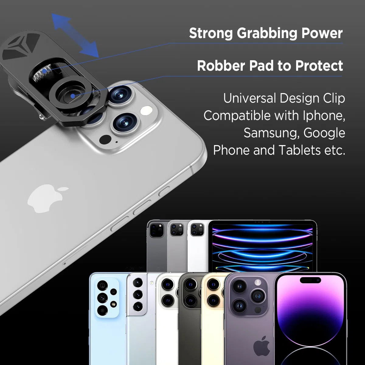 Obiettivo Fisheye HD 200° per iPhone e smartphone Samsung, nero