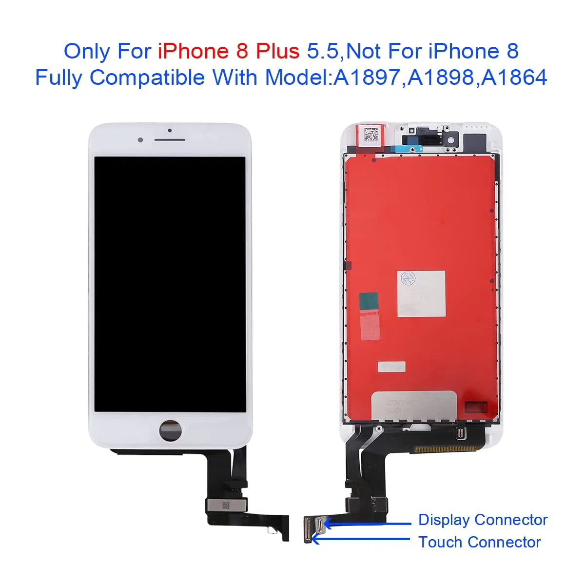 Display per iPhone 8 Plus Schermo, 5,5 Pollici LCD Sostituzione Touch Screen Vetro Schermo Kit Completo Parti di Ricambio con Strumenti di Riparazione (Bianco)