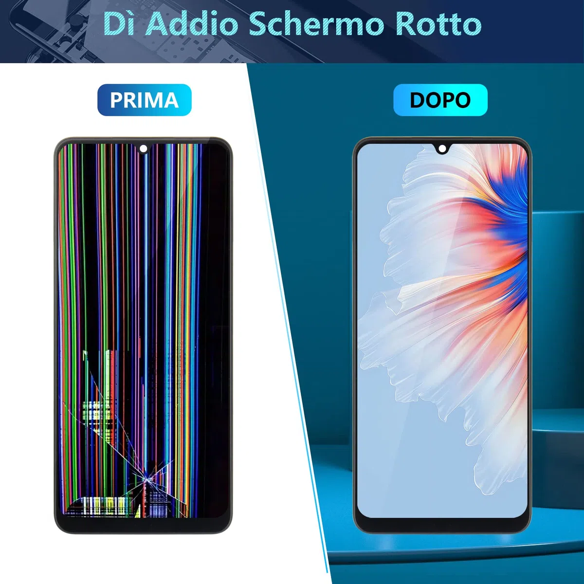 RongZy LCD Display per 6.4" Samsung Galaxy A22 4G A225F A225M Schermo LCD Touch Screen Assemblea Sostituzione di Vetro Digitalizzatore con Strumenti(Nero con Cornice)