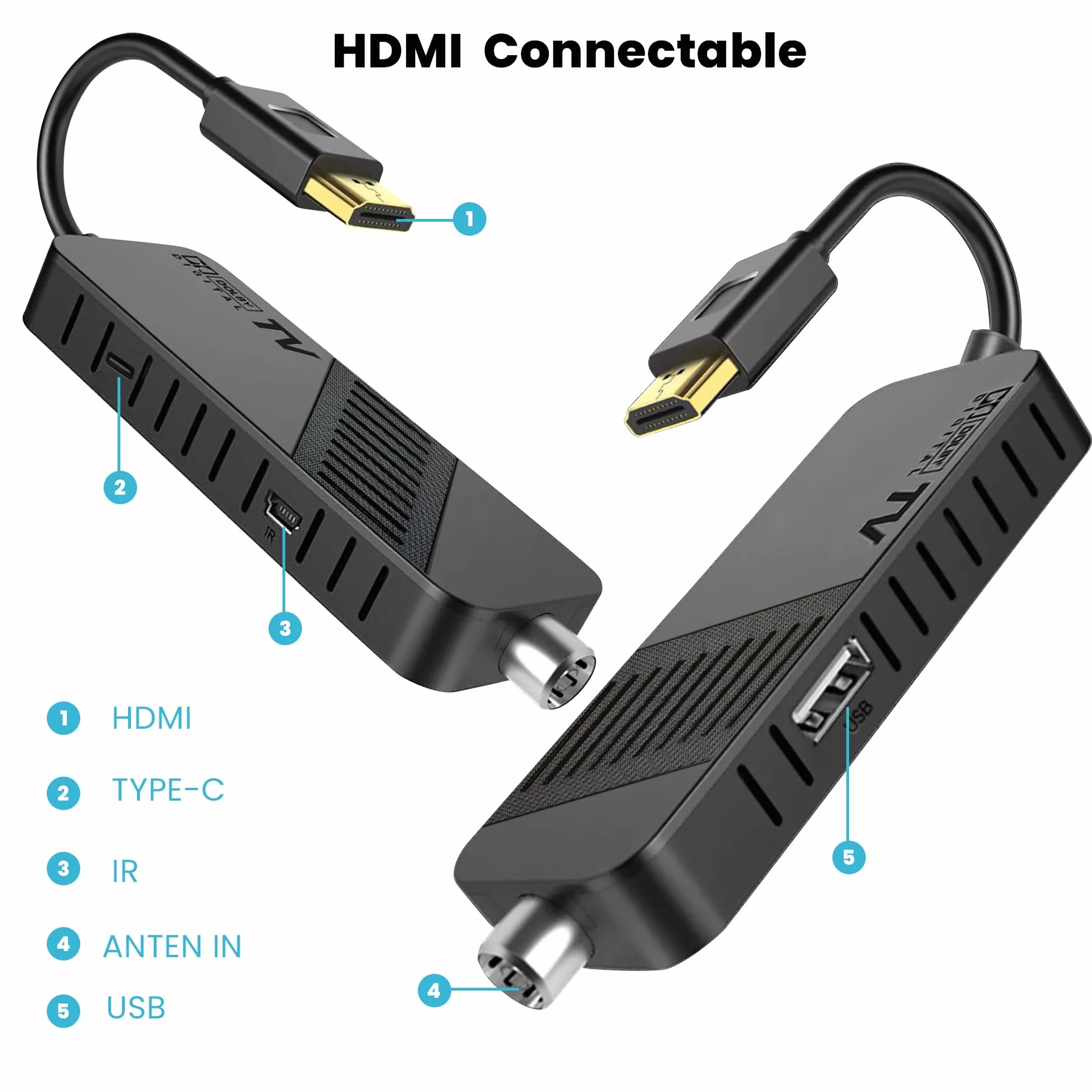 Leyf Decoder DVB-T2 TNT Full HD 1080P TV Decodificatore Nascosto dietro la TV, Display digitale, HEVC H265 Main 10 Bit, 2in1 telecomando, HDMI/AV, USB