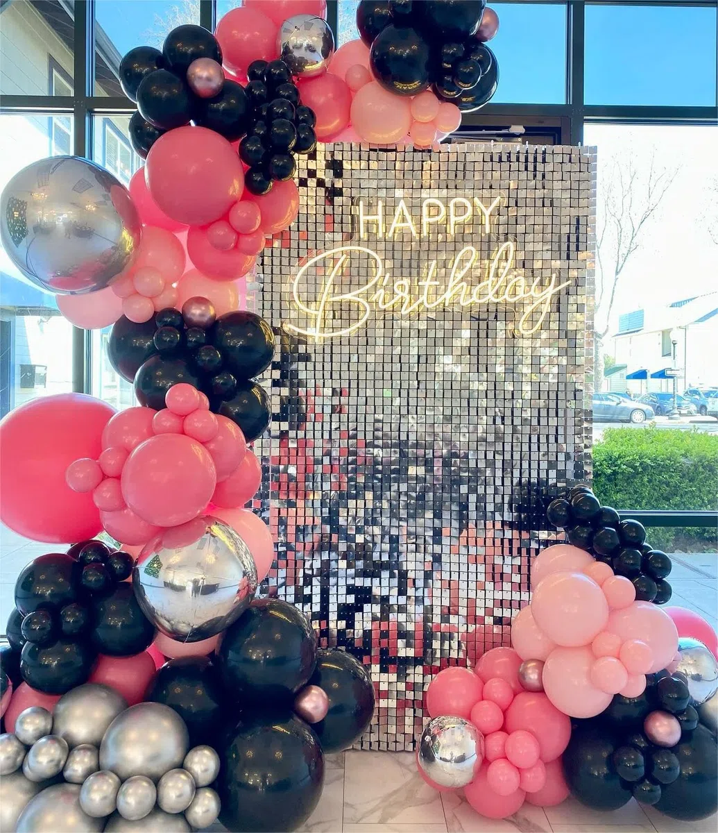 Kate Silver Square Paillettes Decorazione per Festa di Compleanno Sogno Matrimonio Photo Booth Sfondo Lussuoso Luogo per Cena Backdround Shimmer Wall Sfondo per Riprese Video 30cm*30cm*12pcs