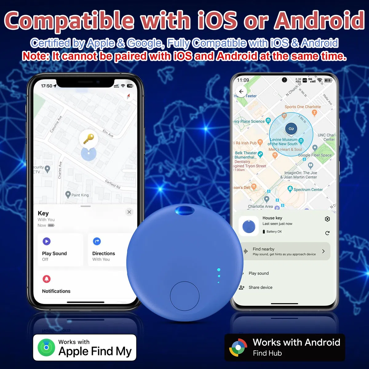 Air Tracker Android e iOS, 4 PCS Smart Tracker Tag GPS Localizzatore Chiavi Compatibile con Trova Dispositivo e Apple Find My, Bluetooth Tracker Compatibile per Portafogli,Chiavi,Zaini