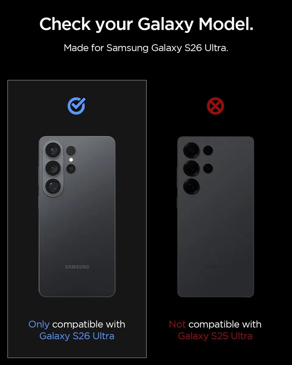 Spigen Glas.tR EZ Fit Optik Pro Protezione Fotocamera compatibile con Samsung Galaxy S26 Ultra, 2 Pezzi, Nero, Anello Individuale, Durezza 9H Pellicola prottetiva