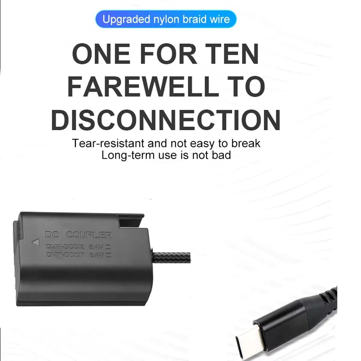 Cavo intrecciato Type-C a DMW-DCC12/DMW-DCC17 DC connettore BLF19 BLF19E /DMW-BLK22 Batteria dummy per Panasonic Lumix DMC GH3 GH4 GH3K GH4K GH5 G9 DC-S5K S5GK