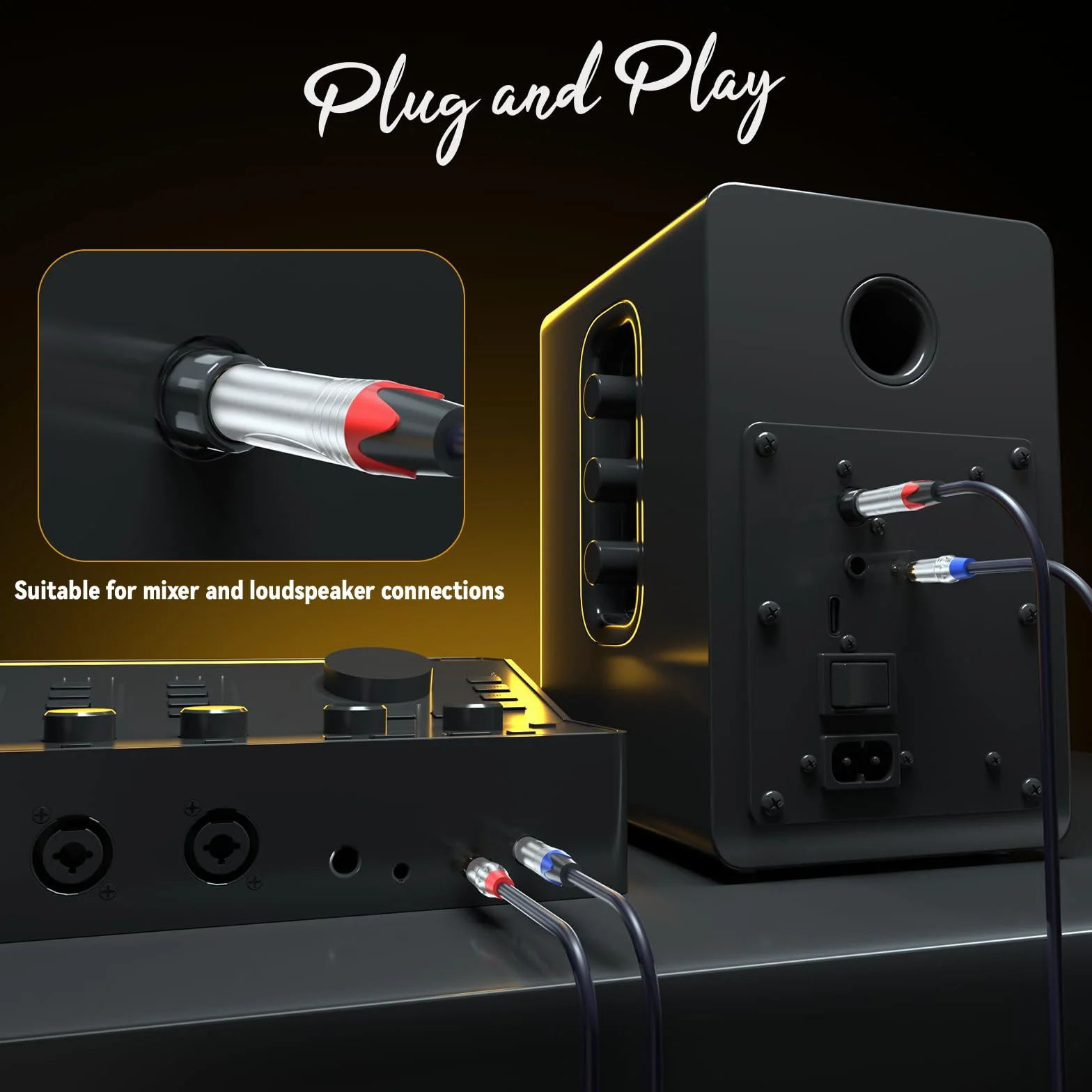 Tisino Cavo RCA a Jack, Cavo 2 RCA a 2 Jack 6,3 mm per Ricevitore AV, Amplificatore, Sistema Audio Stereo HiFi - 3 m