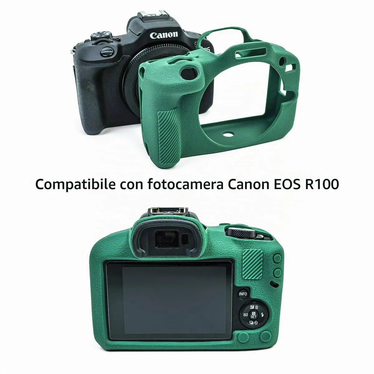 MUZIRI KINOKOO Custodia EOS R100 EOSR100 - Custodia protettiva in silicone morbido per fotocamera mirrorless Canon EOS R100/EOSR100 Antigraffio - Verde