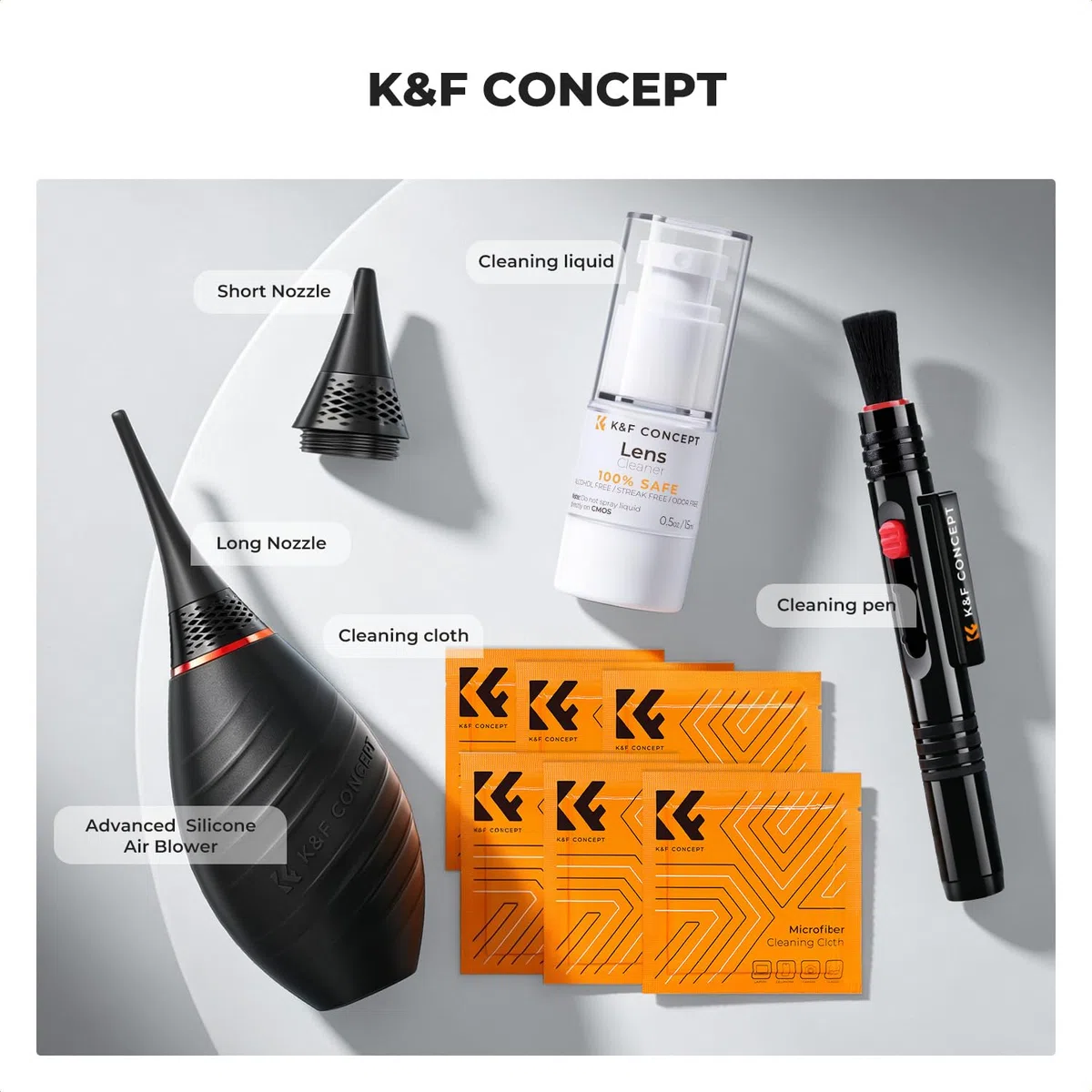 K&F CONCEPT 10 in 1 Kit Pulizia Fotocamera, Kit Pulizia per Fotocamere DSLR, Reflex, Mirrorless, Lenti, Filtri, Obiettivi, Sensori, Accessori per la Pulizia della Fotocamera per Canon Nikon Sony