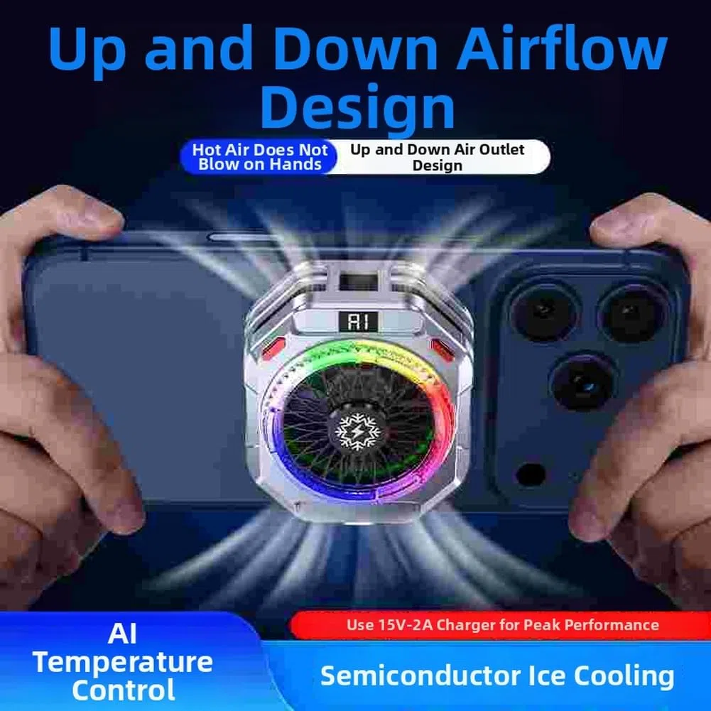 TH28 Pro Raffreddatore per Telefono da Gioco Con Sistema di Raffreddamento Attivo da 30W, Regolazione AI in Tempo Reale, Cinque Livelli di Velocità, Magnetico e per Android e per iOS, Illuminazione