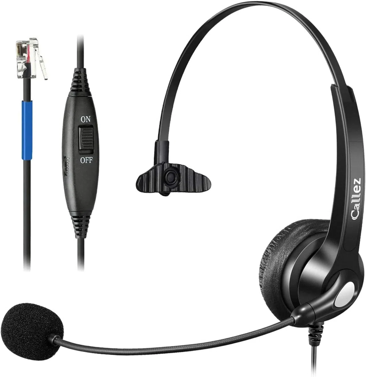 Cuffie Telefono Fisso RJ9 con Microfono a Cancellazione del Rumore, Auricolare Mono per Cisco 7821 7975G 7861 7941G 8845 8851 6851 Call Center Ufficio Telefoni IP, Plantronics M12 M22 Amplificatore