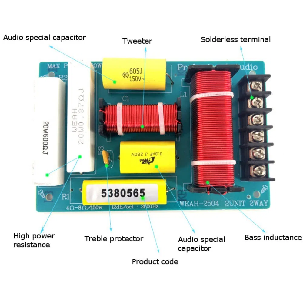 DollaTek 2Pcs Alto e Basso a due vie Crossover HIFI Modulo divisore di frequenza per altoparlanti di qualità audio per altoparlanti da palco professionali