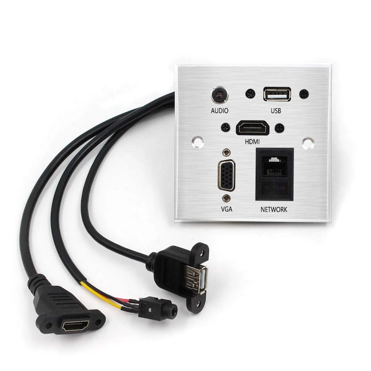 Piastra a Muro Interfaccia Multimediale USB HD VGA 3,5 Mm Audio RJ45 Piastra a Muro Ethernet di Rete, Piastra a Muro in Alluminio, Presa a Muro Video/audio/rete, Presa per