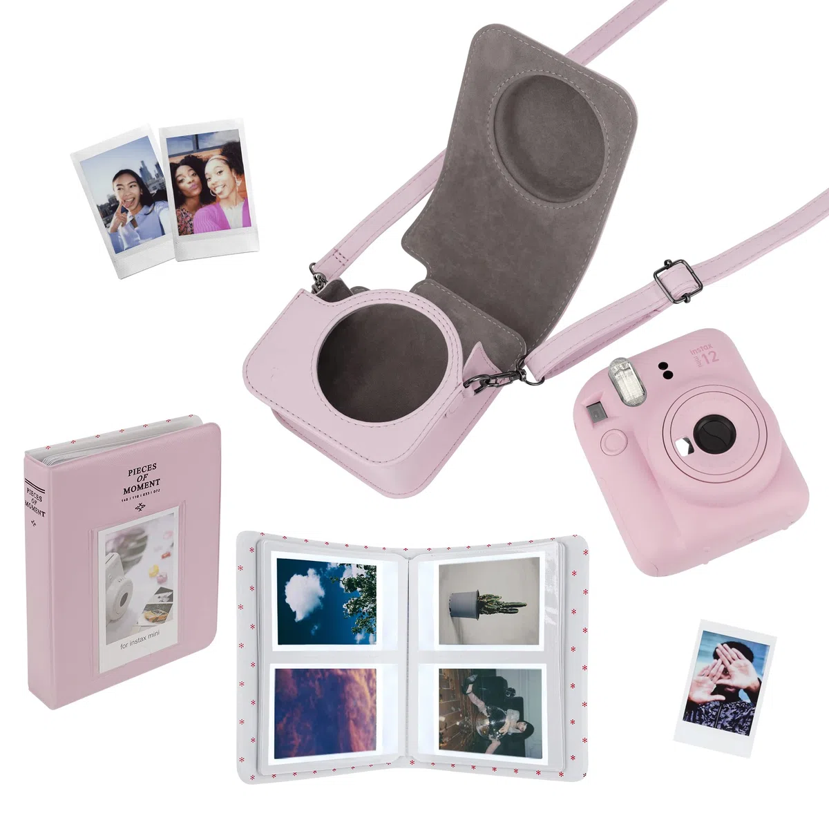 Set di accessori per fotocamera istantanea Mini 12, custodia per fotocamera Instax Mini 12 con album fotografico a 64 tasche e cornici per foto/cornici decorative da parete/adesivi per