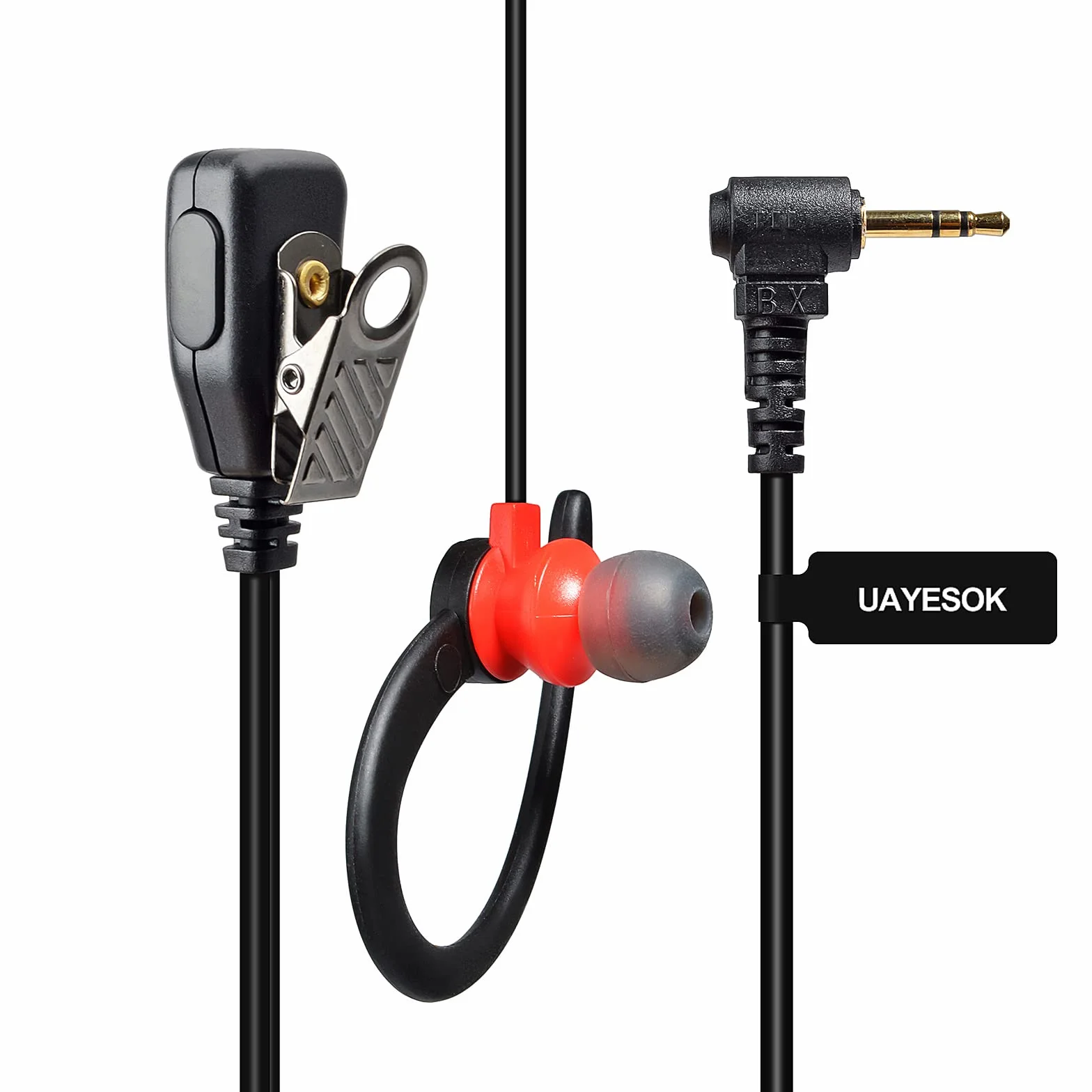 UAYESOK Walkie Talkie Auricolare 1 Pin, 2,5 mm Jack Radio Headset G Shape Sicurezza Auricolare per motorola Talkabout TLKR T92 H20 PMR446 T60 T80 T82 XT180 Radio bidirezionale con PTT Mic (2 pezzi)