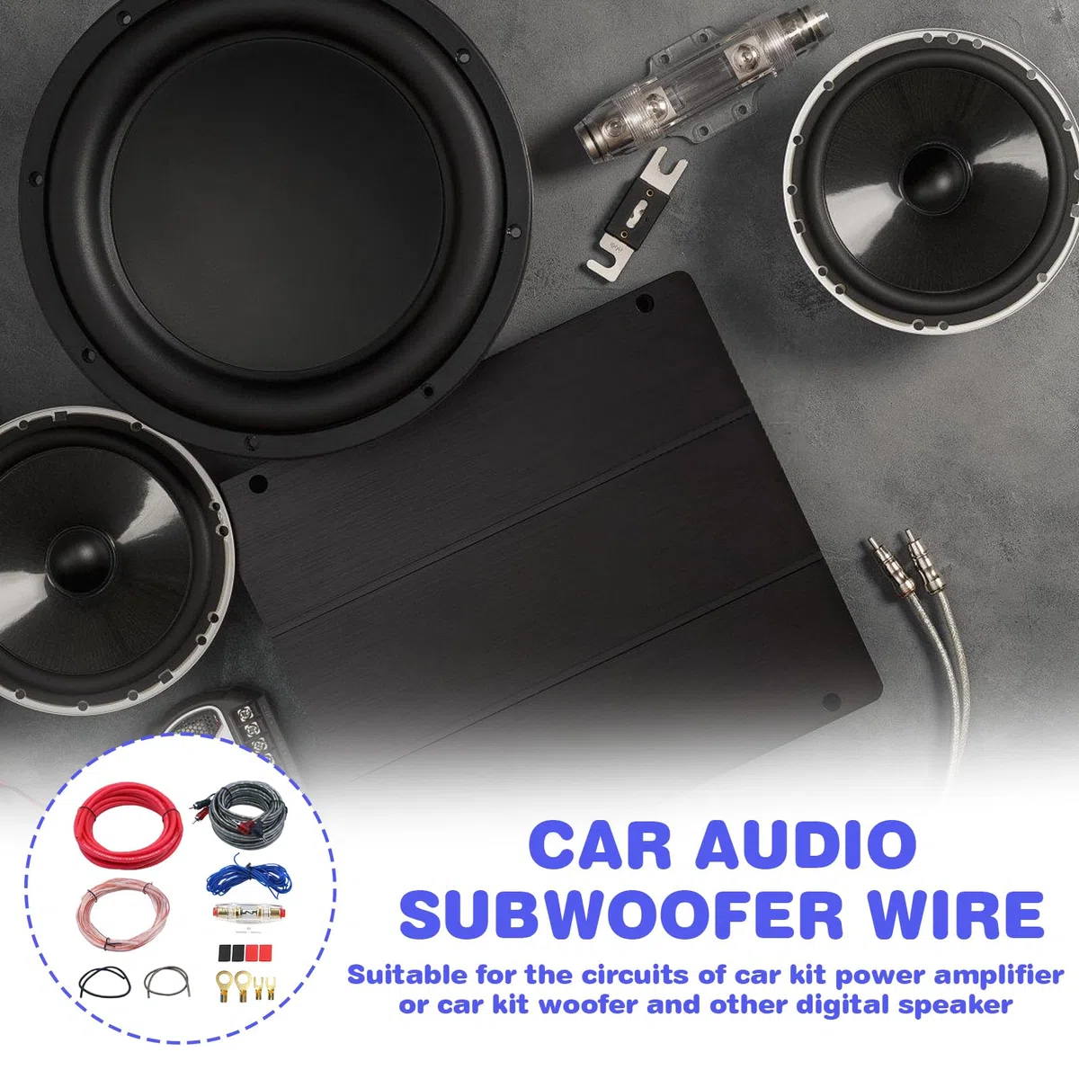 GBKDQQ Set di 7 cavi subwoofer, 4GA, amplificatore per auto, set di cavi per subwoofer, 5 m, set di cavi per amplificatori auto, cavo audio per subwoofer, sistema HiFi