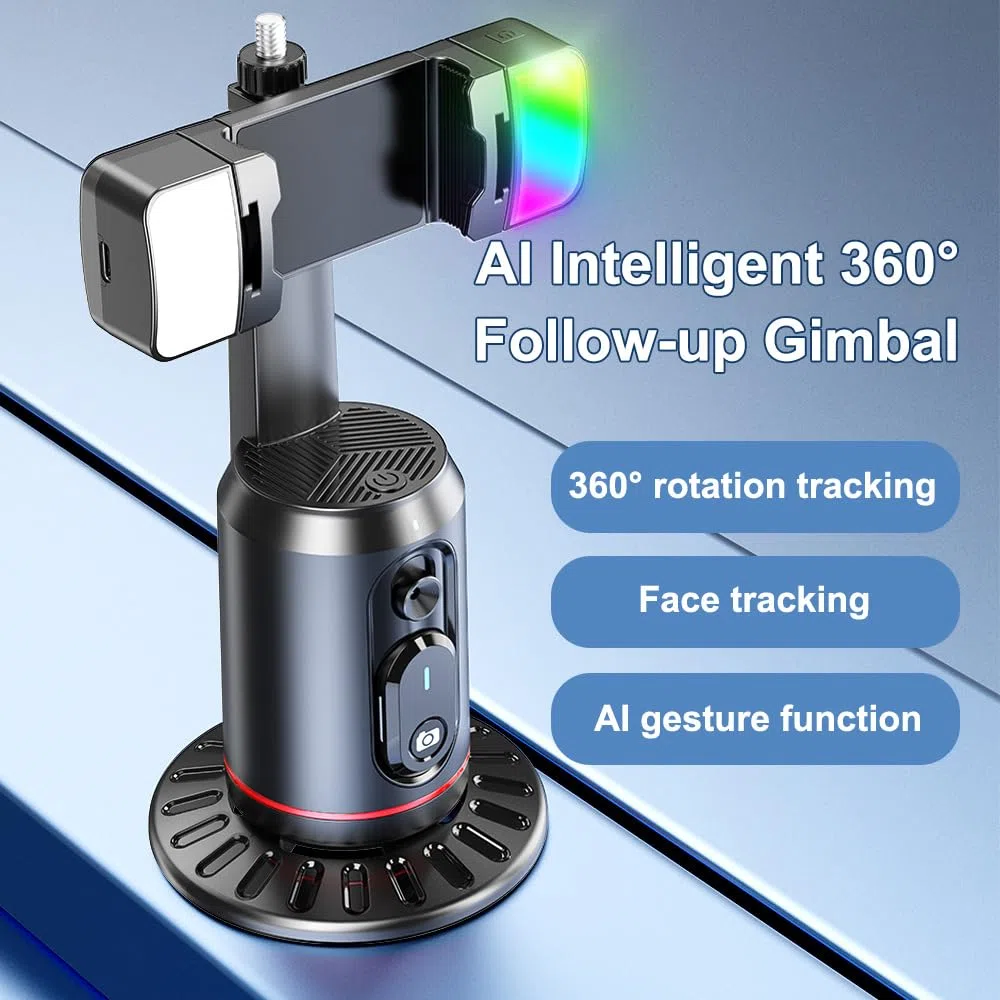 POFET Treppiede per Selfie con Stick per Selfie con tracciamento Automatico del Volto con Luce di riempimento remota Bluetooth per Streaming Video Tiktok di Vlog