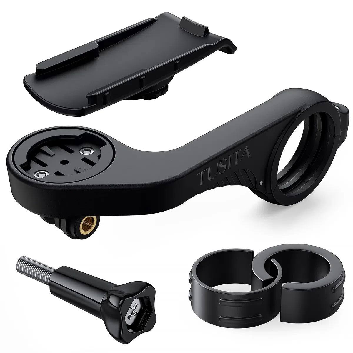 TUSITA Supporto Bici Anteriore Esteso Compatibile con Garmin Palmari Dispositivi, Edge GPS Computer - Manubrio da Ciclismo 25,4mm 31,8mm