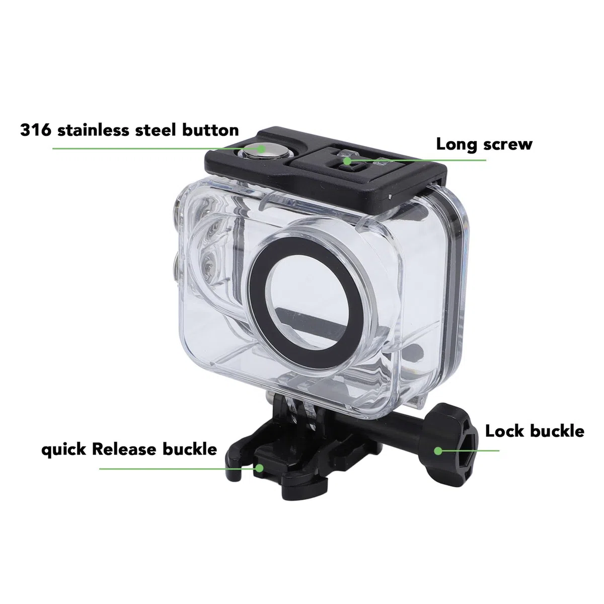 Custodia da Immersione da 60 M/196ft per GO 3S, GO 3, Shell di Alloggi per Alloggi per Protezione per Immersioni Profonde Subacquei, Accessori per Telecamere D'azione (Senza filtro)