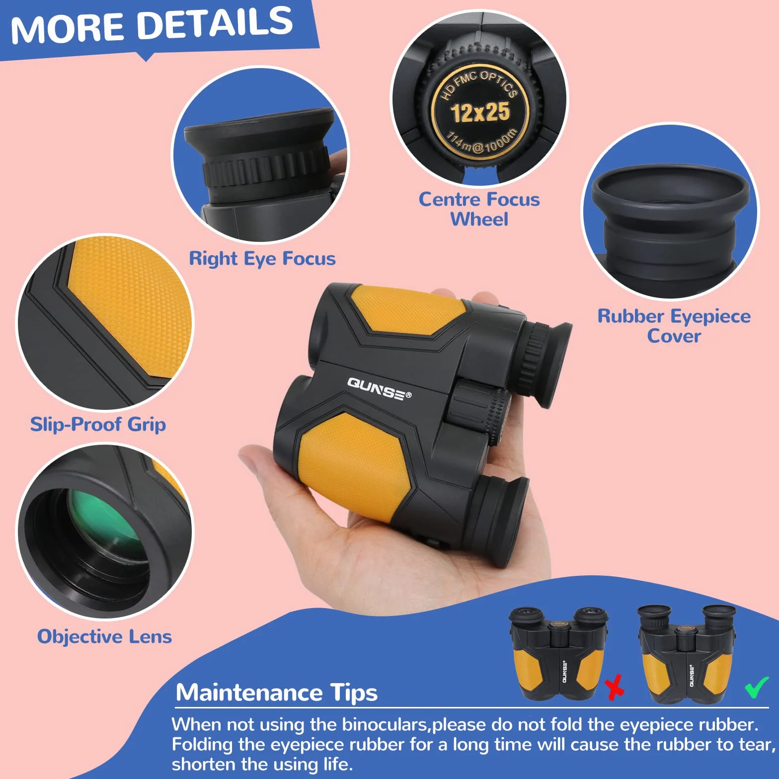 12x25 Compatto Binocolo con Oculare Grande per Adulti e Bambini, Mini binocolo compatto per Birdwatching, Teatro, Concerti, Caccia e Sport