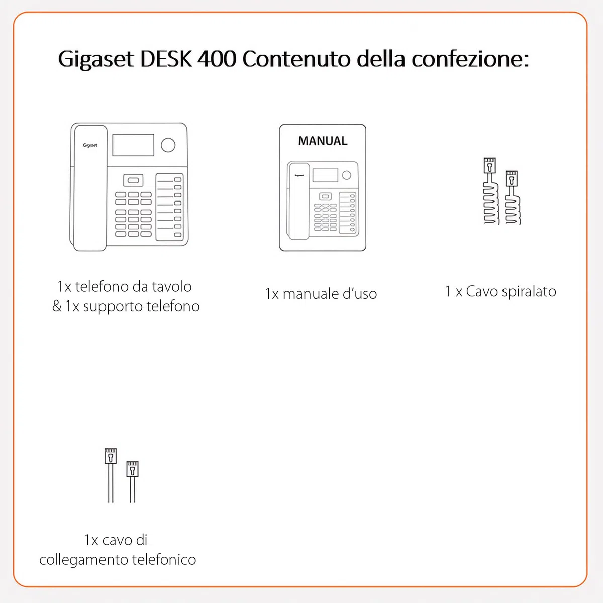 Gigaset DESK 400 - Telefono da tavolo o parete - Telefonare in Modo Semplice - Selezione DTMF o a Impulsi Regolabile, Bianco [Versione Italiana]