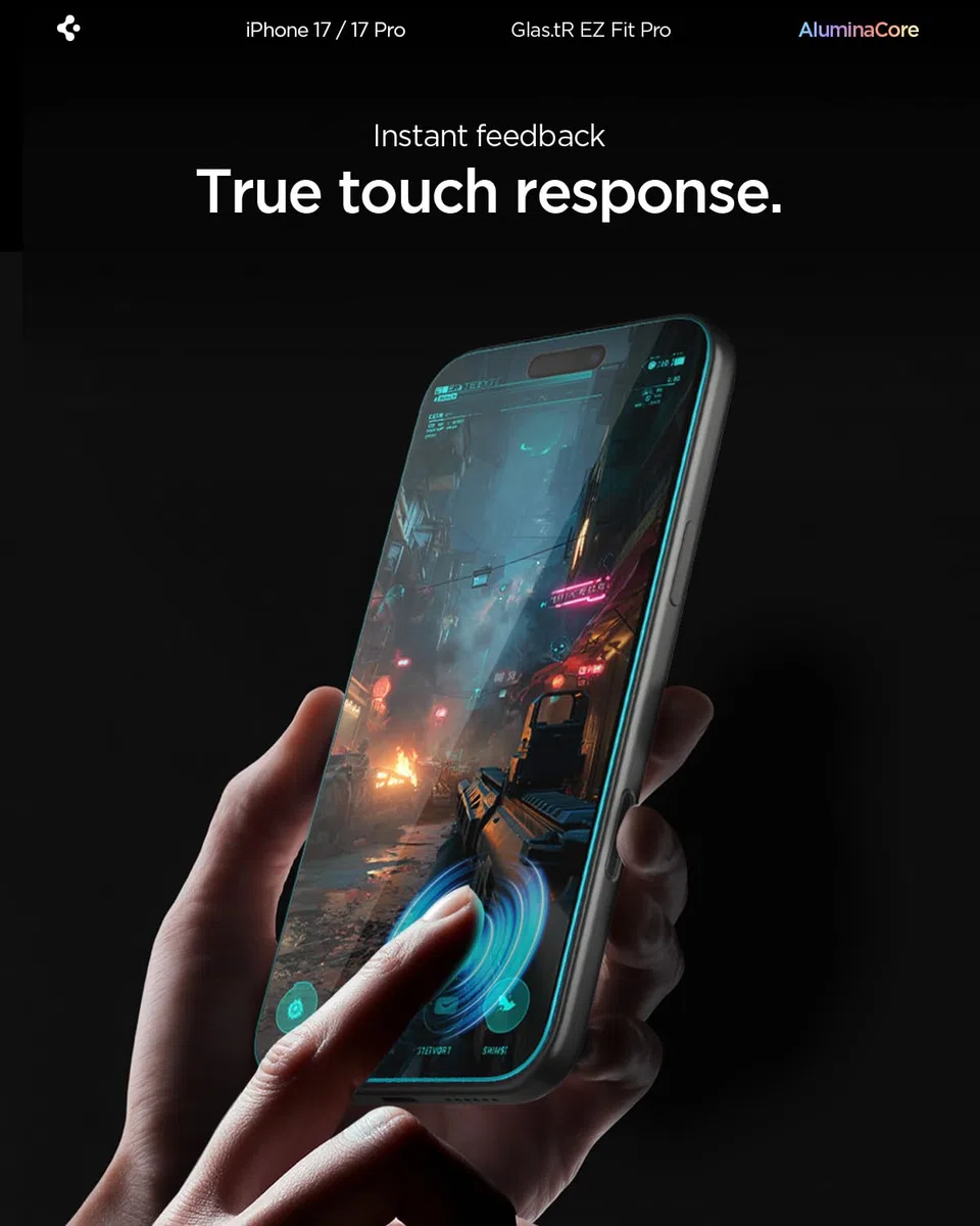 Spigen Glas.tR EZ Fit Pro Vetro Temperato compatibile con iPhone 17, iPhone 17 Pro/16 Pro, 2 Pezzi, Installazione Facile, Cristallino, Durezza 9H Pellicola prottetiva