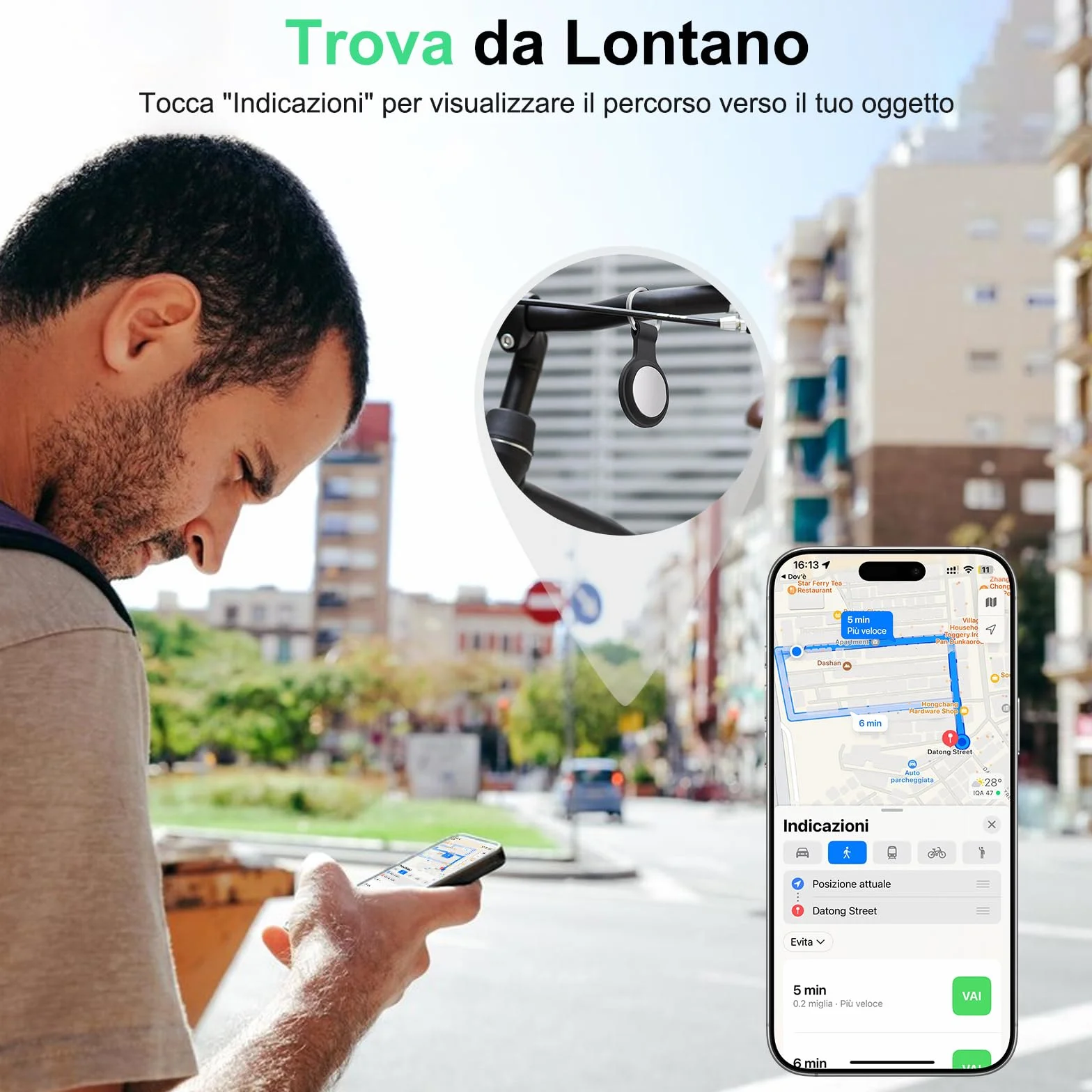 Localizzatore Smart Air Tracker Tag Compatibile Apple Dov'è (solo iOS) Batteria di Ricambio Inclusam, Adatto per Chiavi, Portafoglio, Auto, Bici, Cane, Gatto (Nero, Confezione da 4)