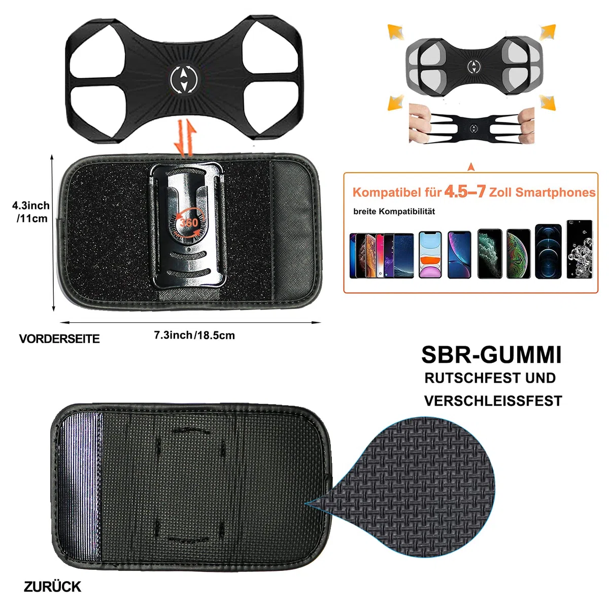 HEZEN Supporto per telefono cellulare per zaino, clip per cinghia per zaino per cellulare, con regolazione rimovibile, escursionismo, arrampicata, esterno