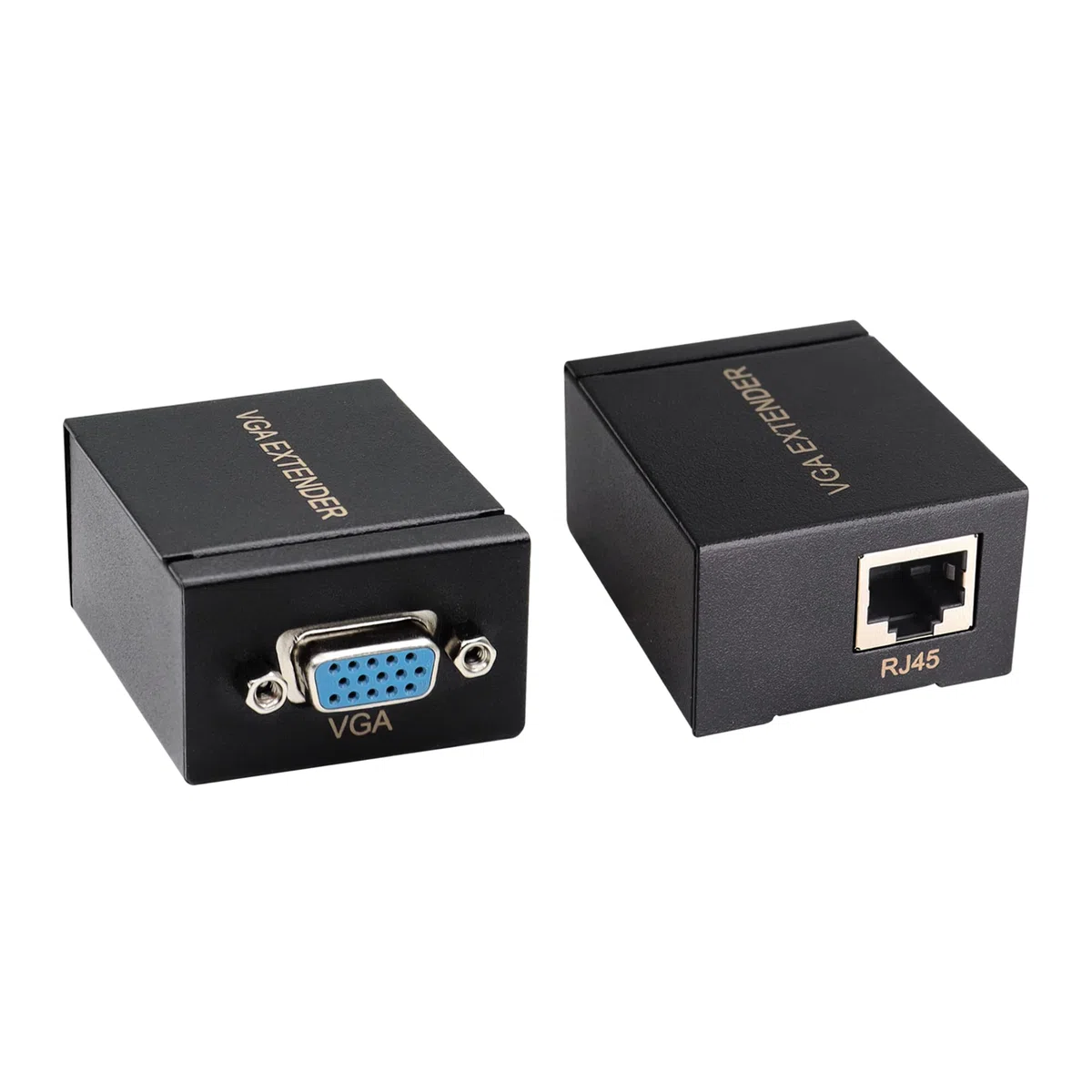 2 Pezzi Adattatore VGA Extender, da VGA a RJ45 su Cavo Ethernet Cat5e/Cat6, Converti Segnale, Estensibile Fino a 60 M/196 Piedi (Nero)