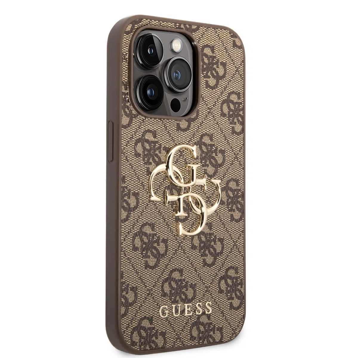 Guess Logo dorato compatibile con iPhone 14 Pro Max – marrone GUHCP14X4GMGGR