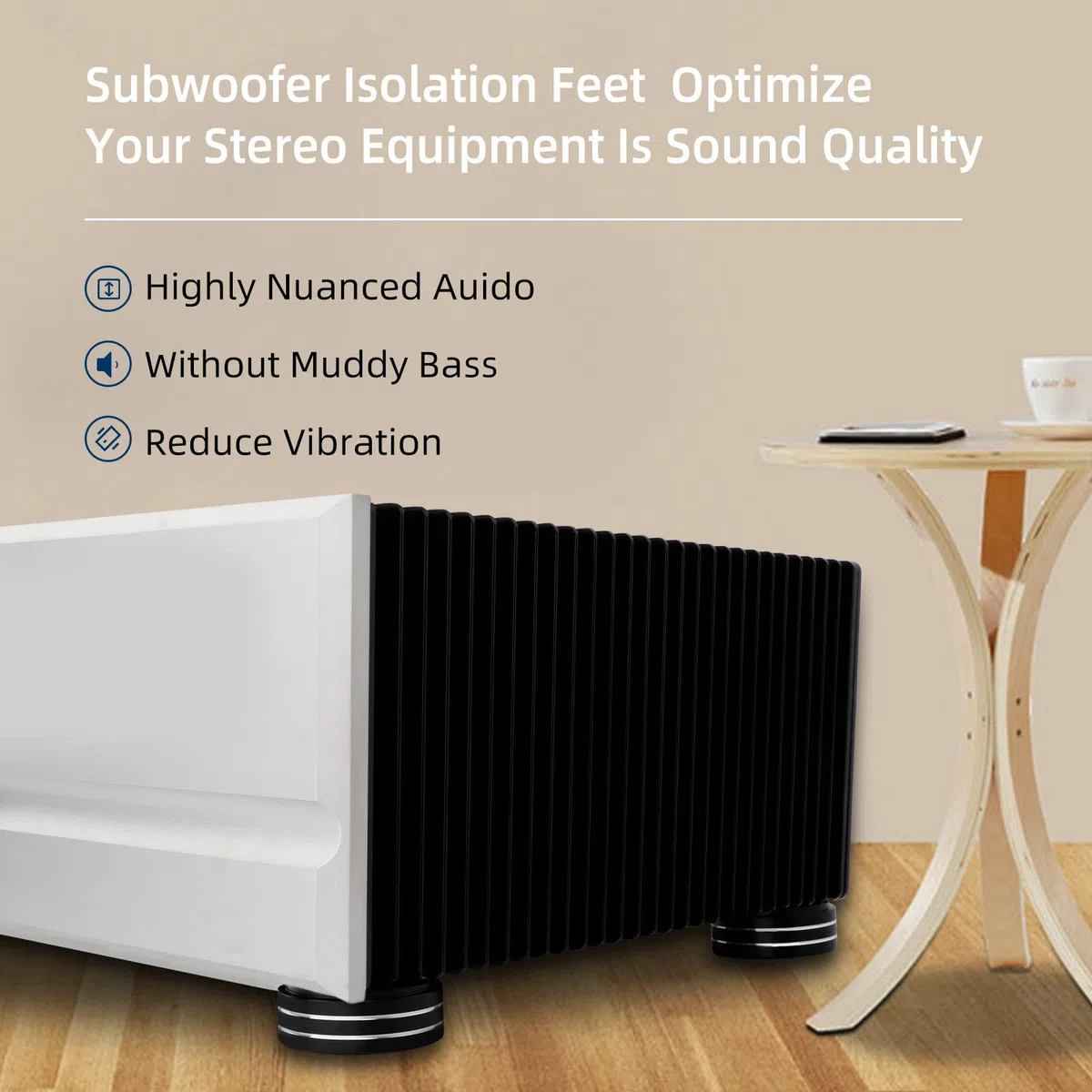 Piedini per altoparlante, 4 pezzi, 58 x 22 mm, per altoparlanti, subwoofer, piedini in alluminio con adesivi 3M, viti M4 per audio, altoparlanti, subwoofer, home theater (nero)