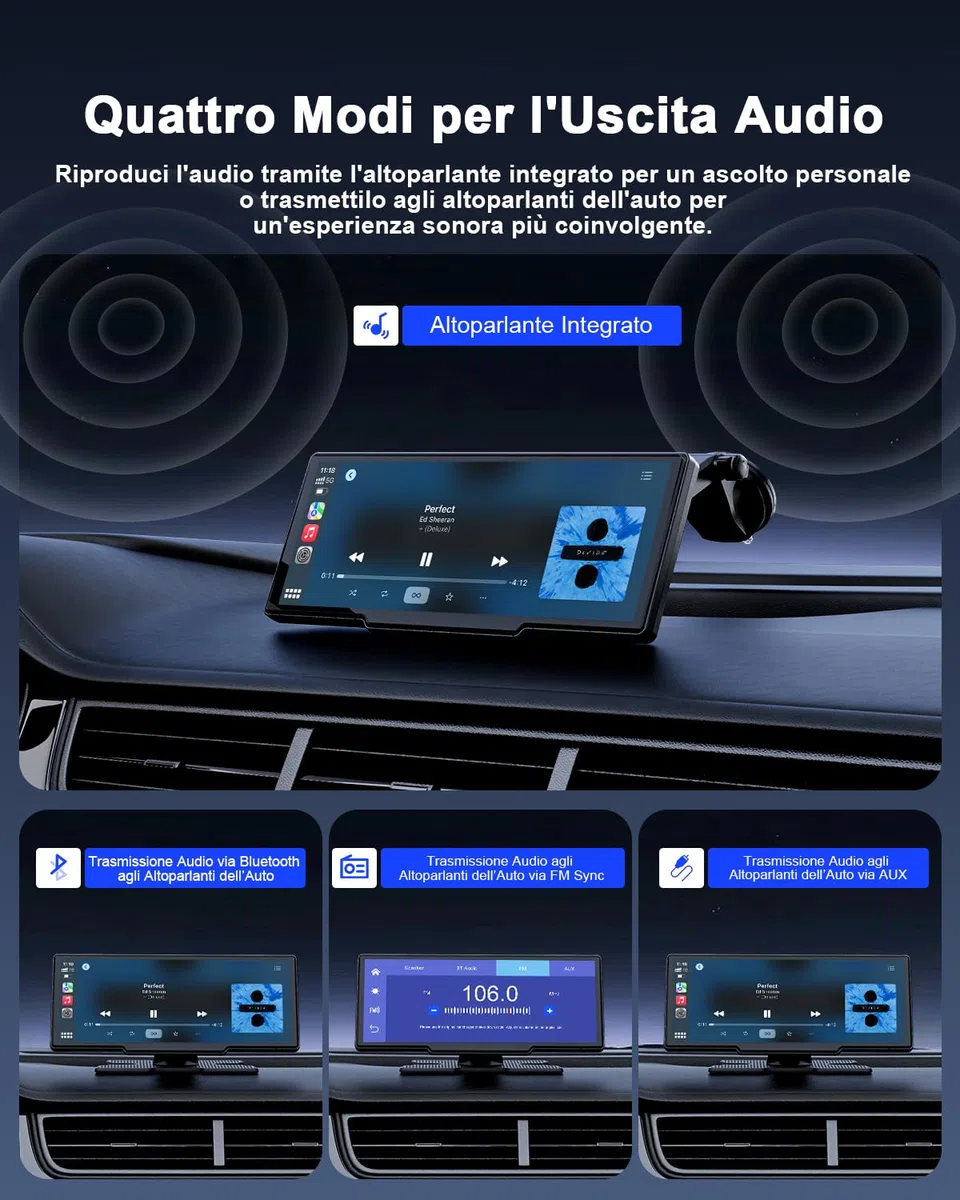 Avylet Carplay Auto Android Wireless,8.1'' Schermo Con Telecamera Posteriore, Autoradio Portatile Touchscreen Con Navigazione OTA, GPS, Mirror Link, Controllo Vocale, Bluetooth, AUX, FM, WIFI