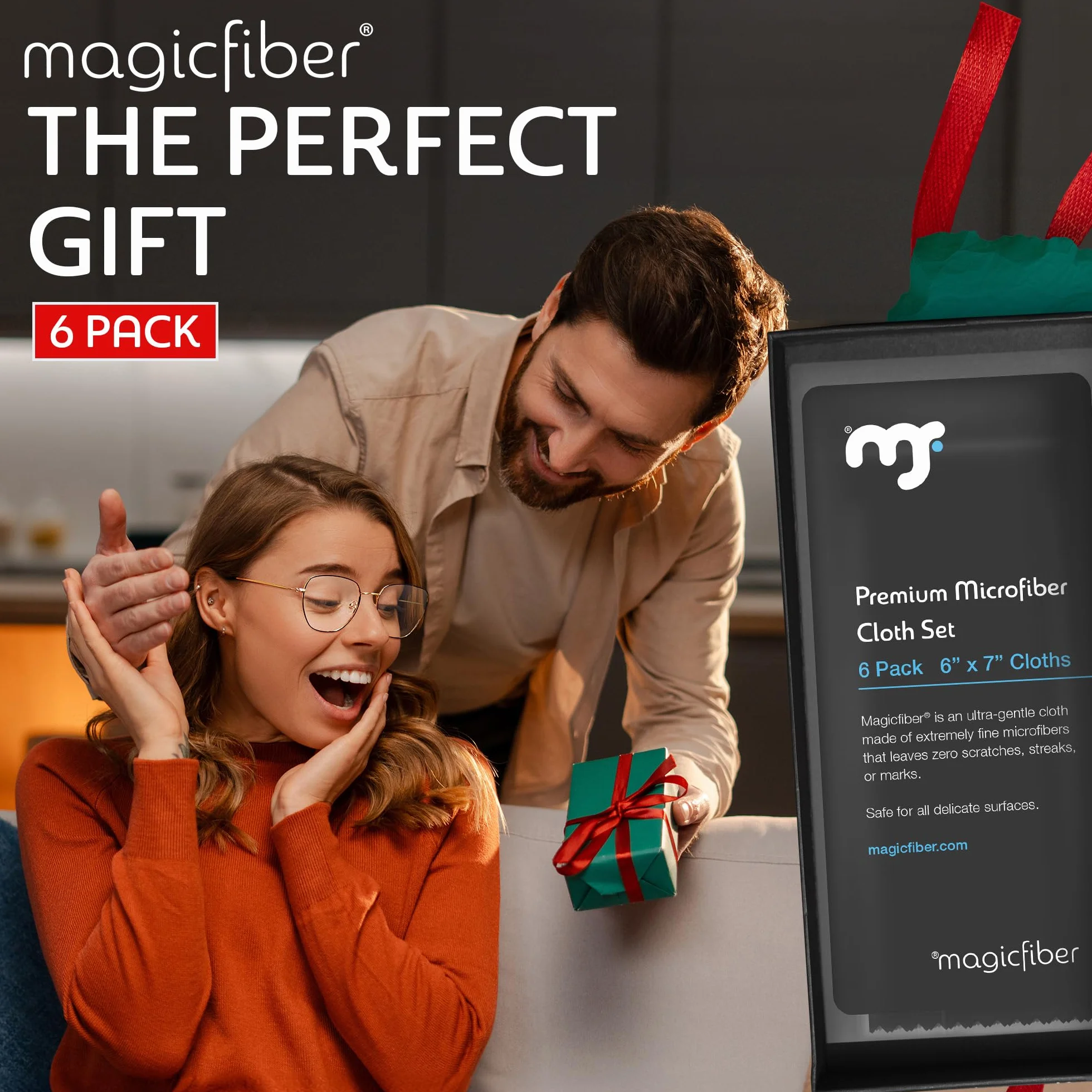 MagicFiber - Panni in microfibra per la pulizia di tutti gli schermi LCD, tablet, obiettivi e altre superfici delicate (5 nero e 1 grigio 15,2 x 17,8 cm)