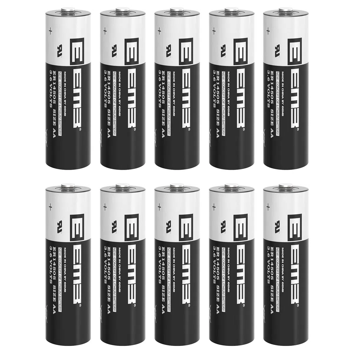 10x EEMB ER14505 Batteria AA, 3,6 V al litio cloruro di tionile (Li-SOCL₂) Pile monouso LS14500 2700 mAh Batteria