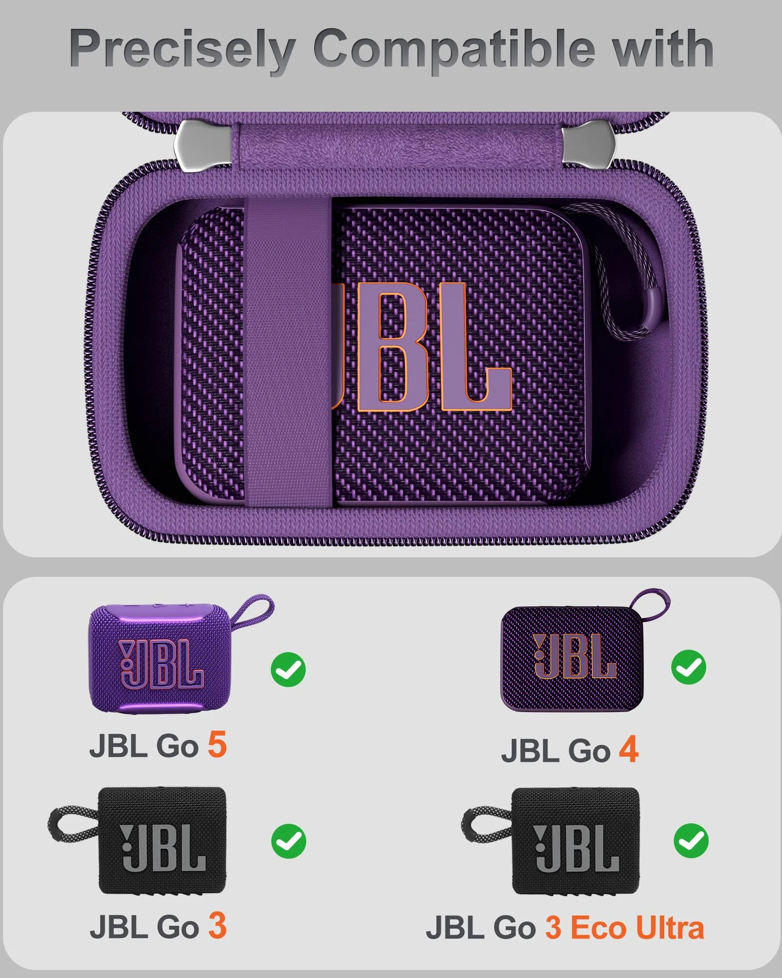 ProCase Custodia da Viaggio per JBL Go 4 /Go 3/Eco Ultra/Go Essential 2, Custodia Protettiva per JBL Mini con Taschino Rete e Cinturino -Viola