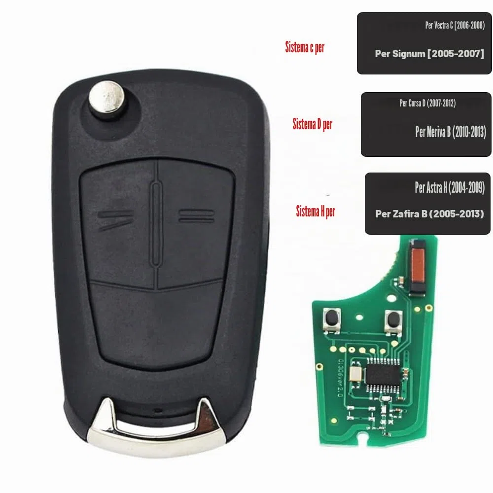 2 pulsanti Flip chiave remota 433MHZ PCF7941 per Opel/Vauxhall CORSA-D, Meriva B