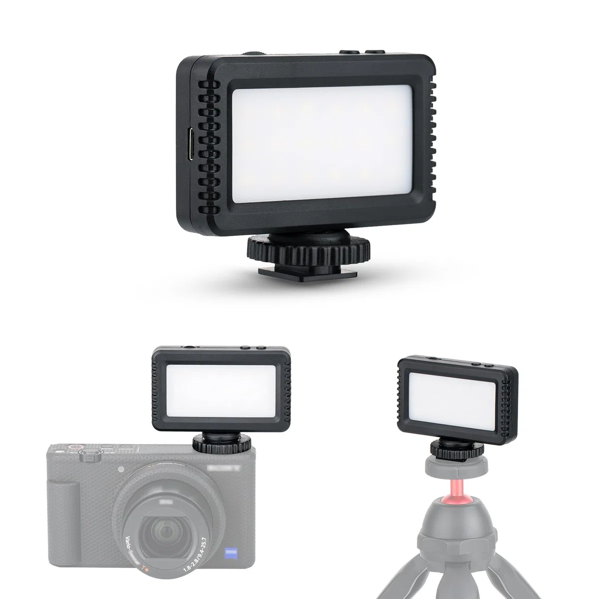 KIWIFOTOS Mini Luce Video LED per fotocamera Sony ZV-E10 ZV-1 ZV1II ZV1F A6400 A6100 A7C A7SIII per Canon PowerShot V1 M50II, Lampada di Riempimento Ricaricabile Portatile per Fotografia Video Vlog