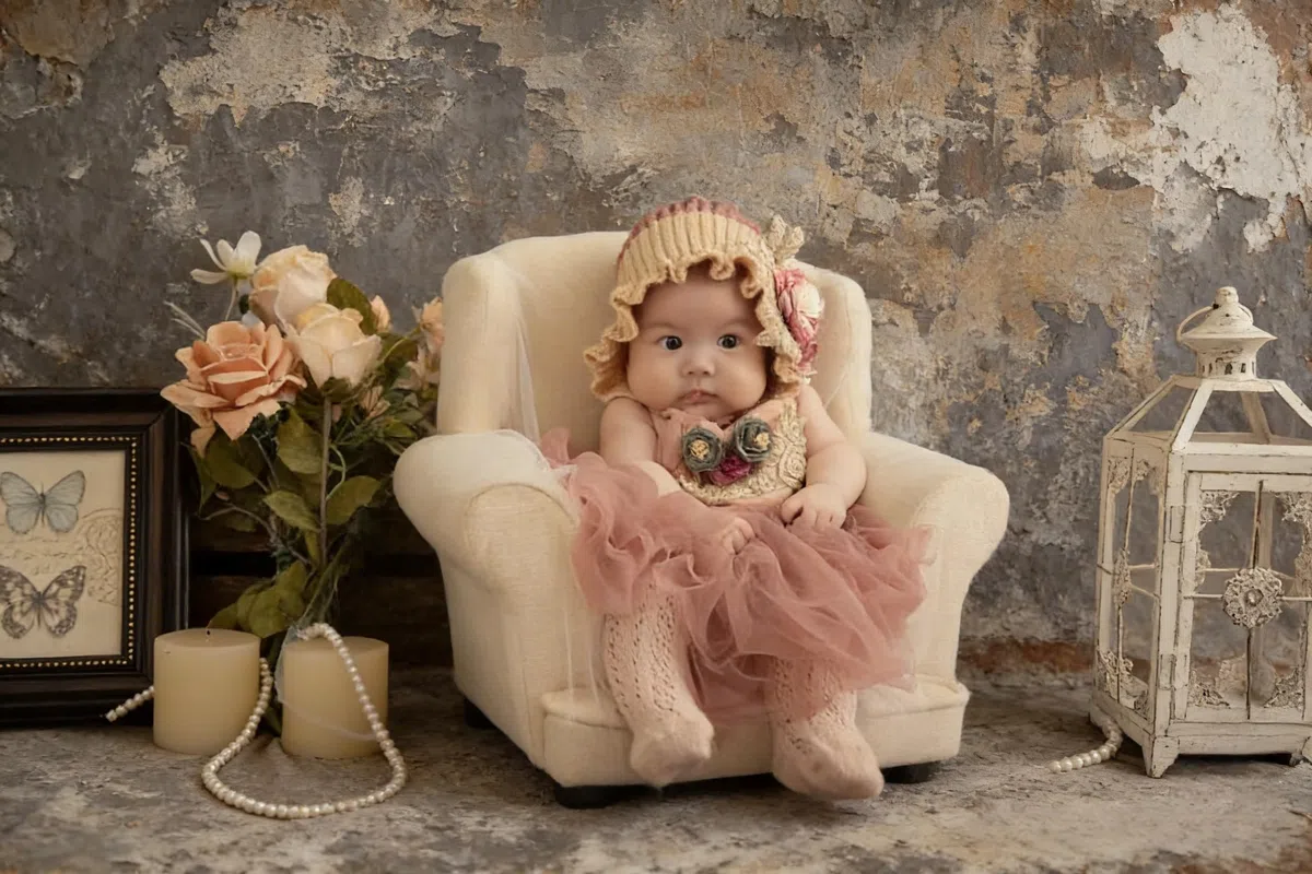 WaW 1.5x2.2m Telo Sfondo Fotografico Vintage Grigio Marrone Maculato Cemento Effetto, Sfondi Fotografici per Ritratti, Fondale Foto Bambini Neonato