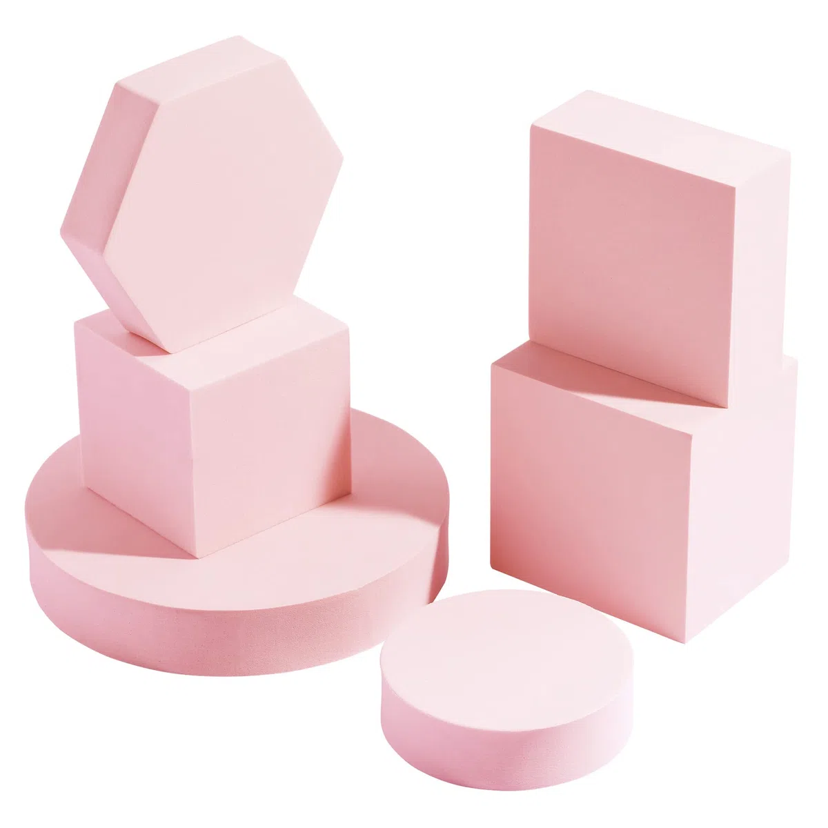 Selens Accessori di scena per fotografia, 6 stampi geometrici in schiuma a cubo, colore rosa
