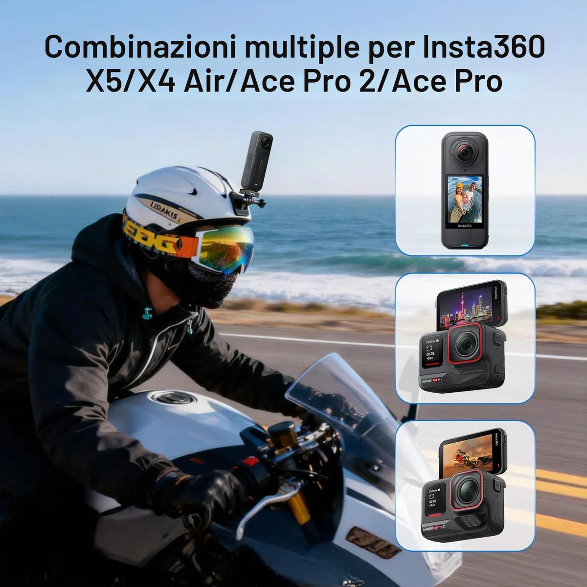 AMAZEAR Supporto magnetico per Insta360 X5/X4 Air (2 pcs), Insta 360 X5 / Ace Pro 2 Supporto magnetico a sgancio rapido- Adattatore QR in Plastica con Filettatura 1/4"-20, Costruzione in Plastica