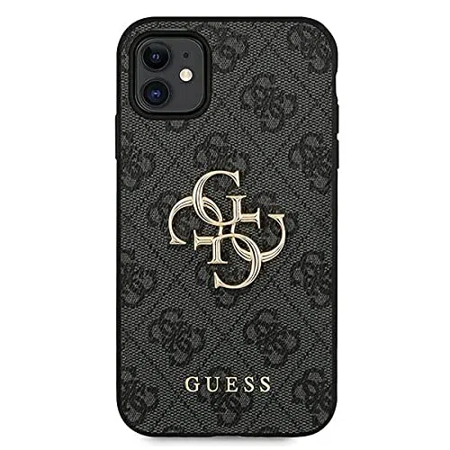 GUESS GUHCN614GMGGR - Cover per iPhone 11 6,1", colore: Grigio 4G, logo Big Metal