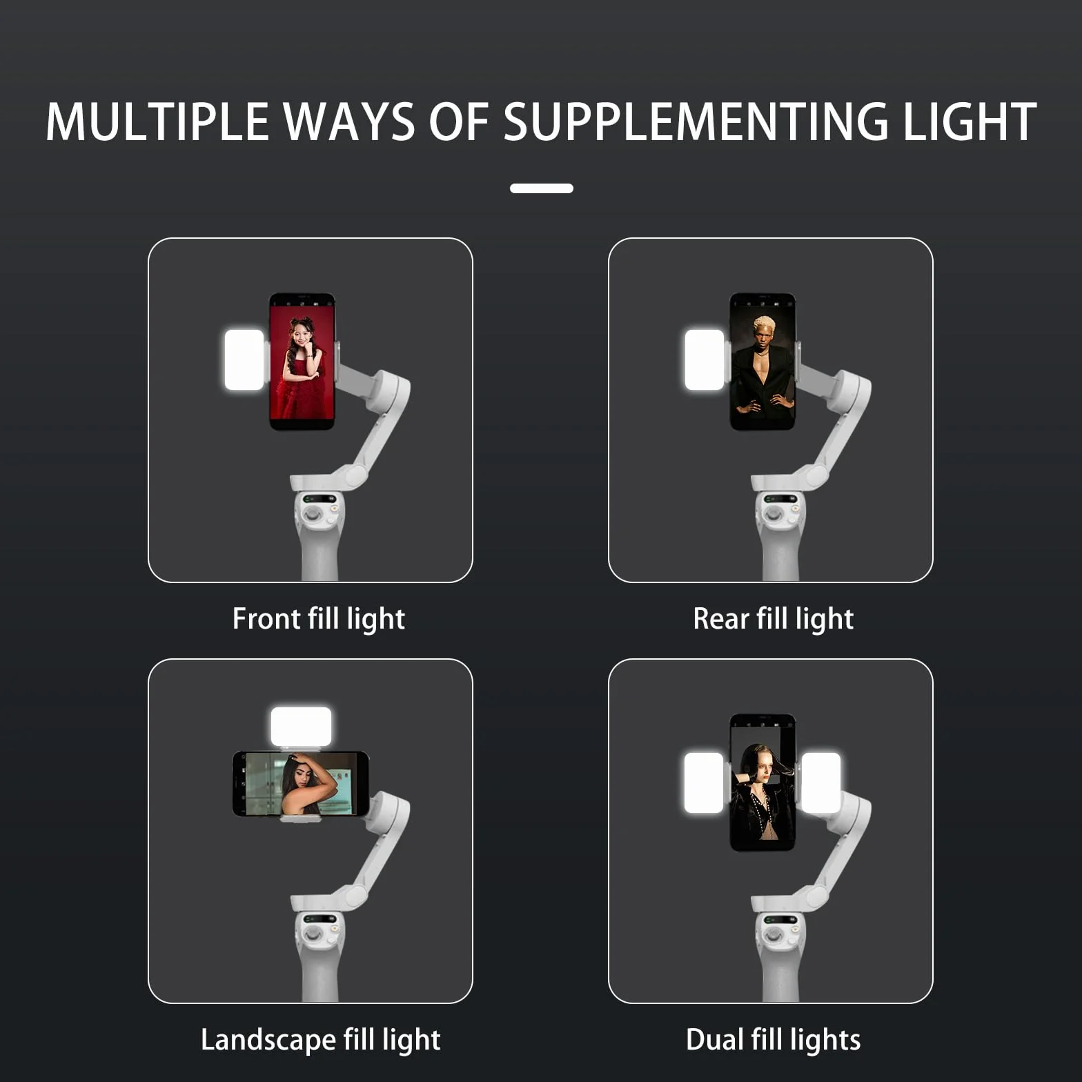 Luce di riempimento magnetica compatibile con DJI Osmo Mobile 7/6/5 Smartphone Stabilizzatore cardanico Accessori luce di riempimento (2)