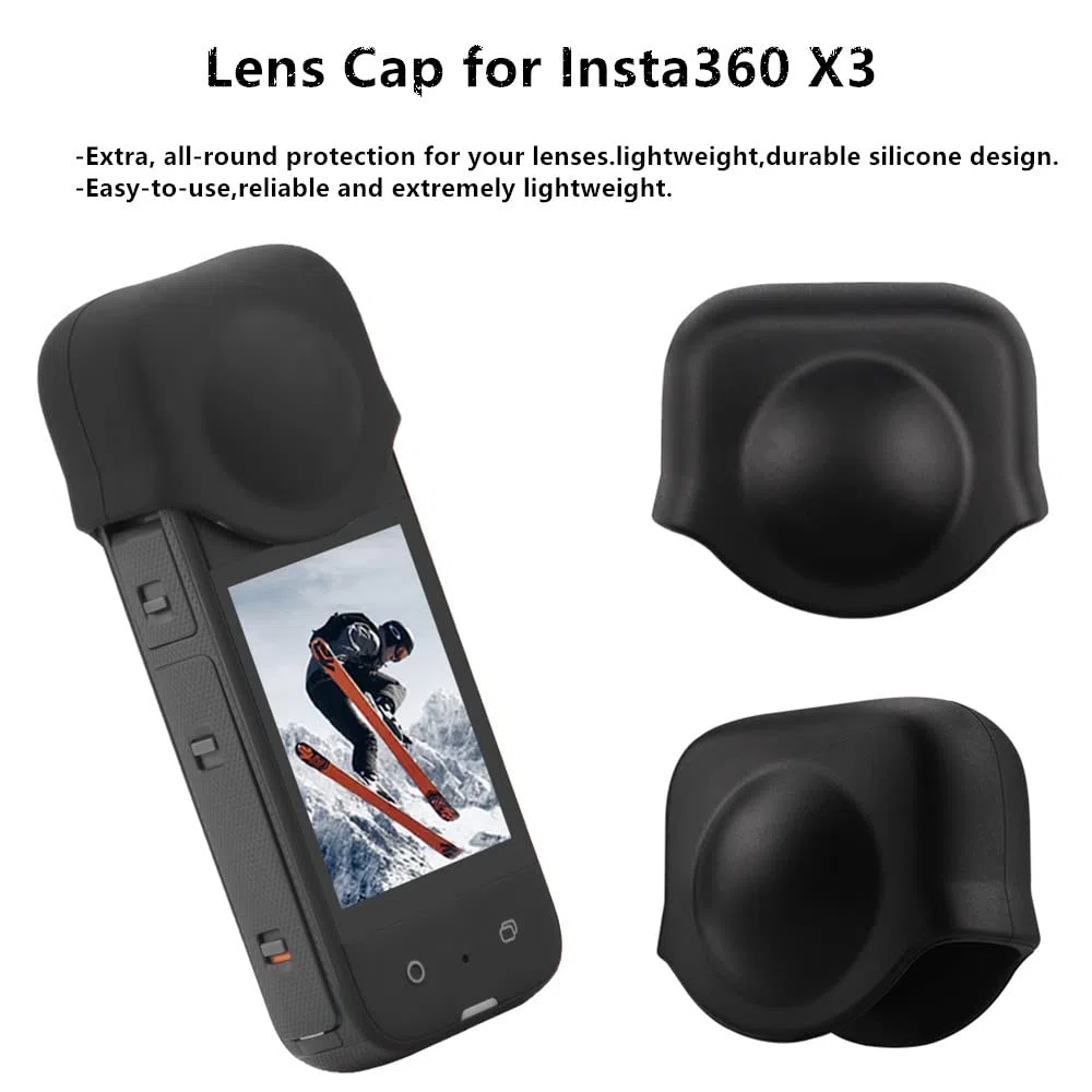 Kit di Accessori 7in1 Compatibile con Insta360 X3 [Custodia in Silicone per Fotocamera e Copriobiettivo] [2 Pellicole Protettive] [Custodia per il Trasporto Esterna con Moschettone]