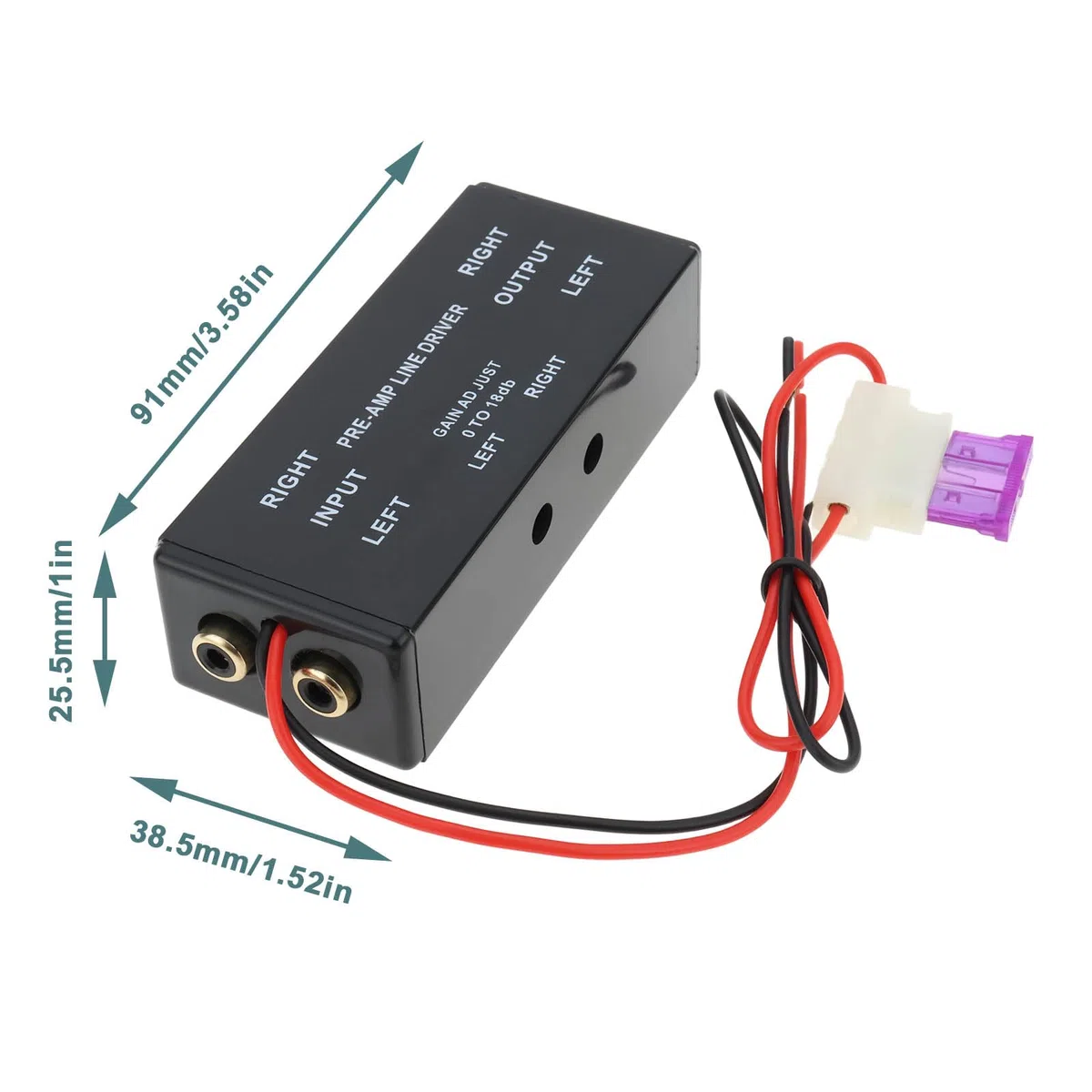ECSiNG Pre-Amp RCA Driver Amplificatore di Segnale Ingresso/Uscita Gamma Regolabile 0.1-18dB per Auto Barca