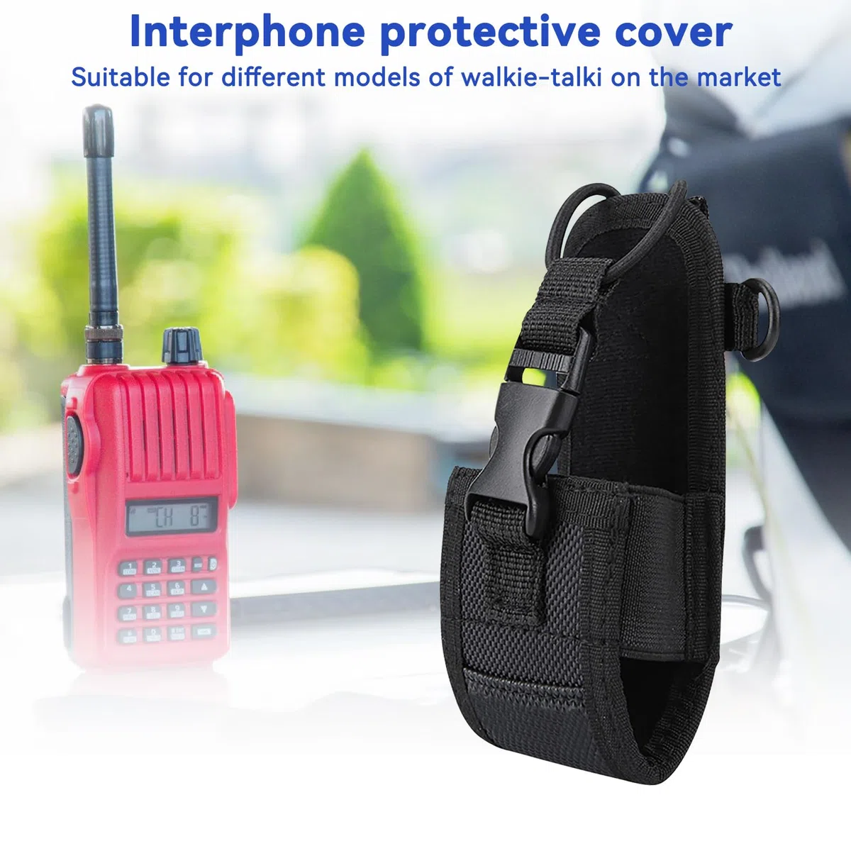 Agatige Custodia per Walkie Talkie, 2 Pezzi Protettiva Cover Porta Supporto per Radio Multifunzione per Radio Bidirezionale con Tracolla Regolabile per Telefono GPS Radio Bidirezionale